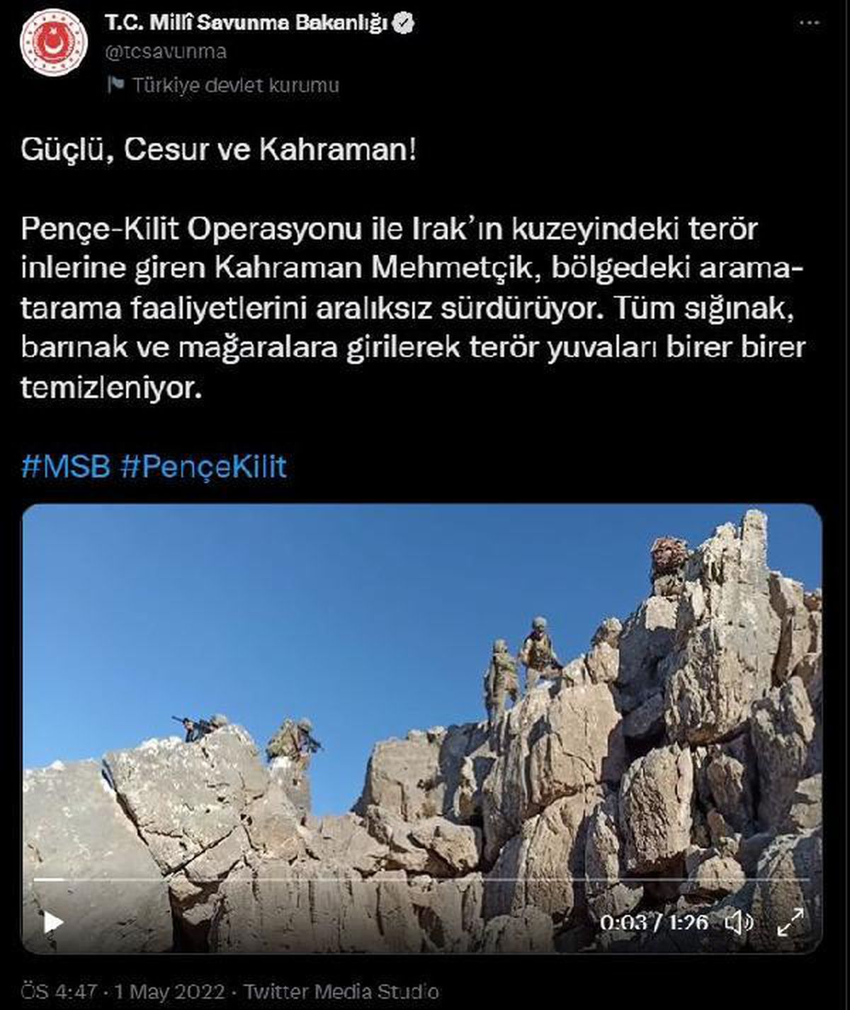 Son dakika haberleri: MSB: Irak\'ın kuzeyinde terör yuvaları temizleniyor
