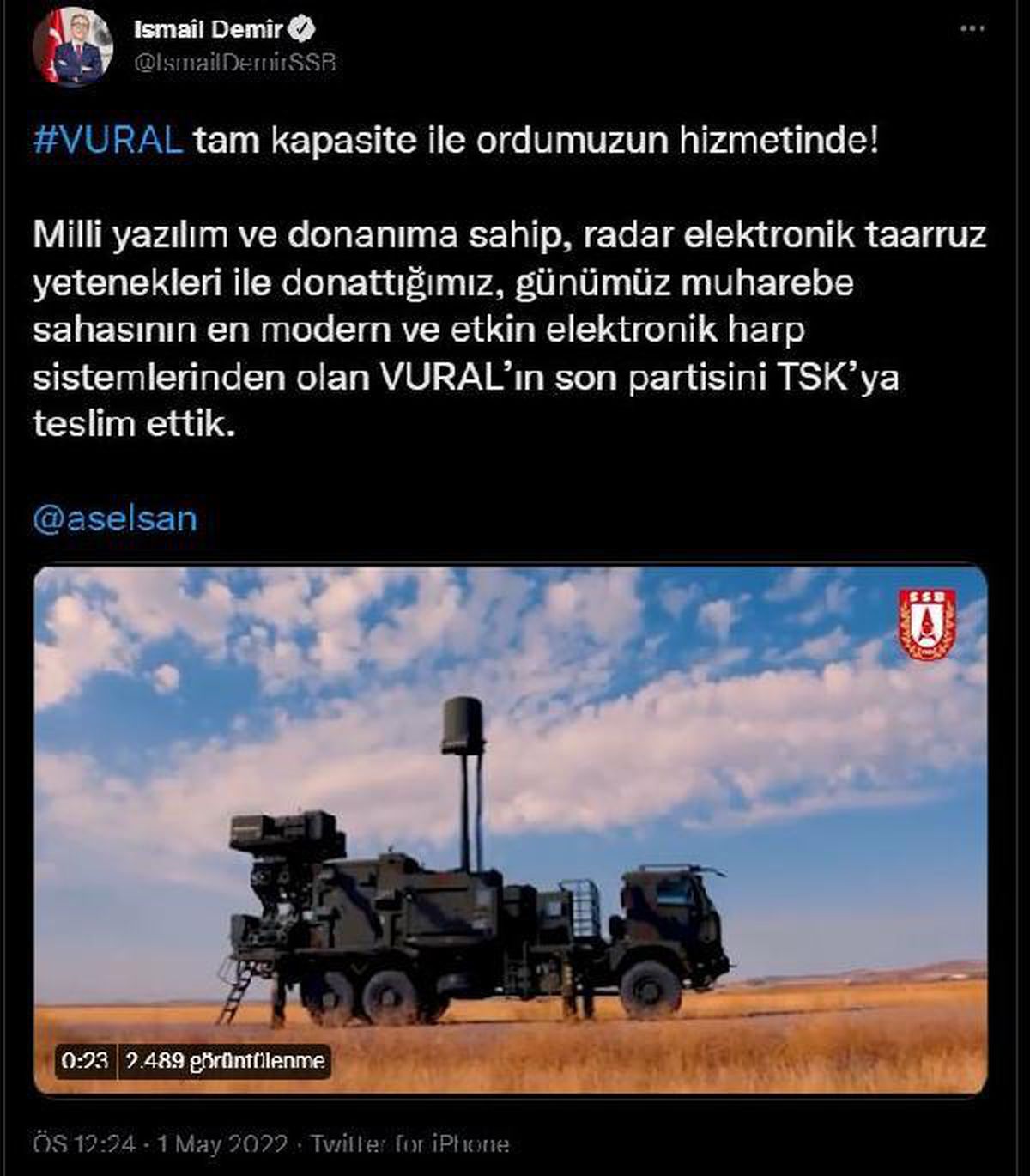 \'VURAL\'ın son partisi TSK\'ya teslim edildi