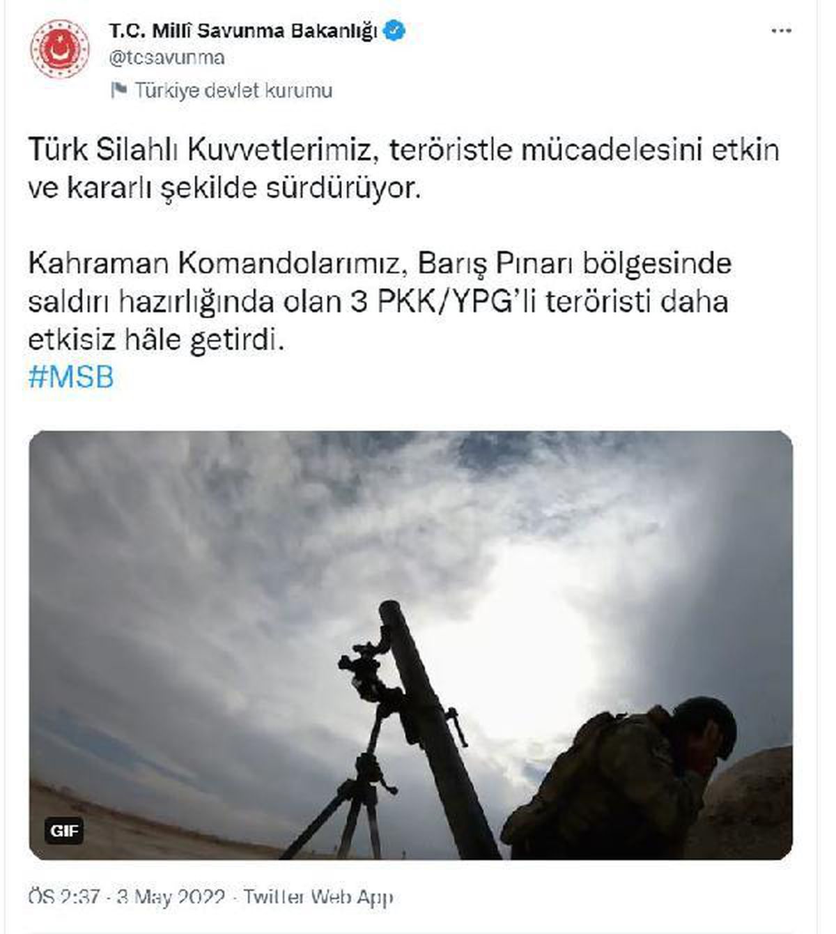 Son dakika haber... MSB: 3 terörist etkisiz hale getirildi