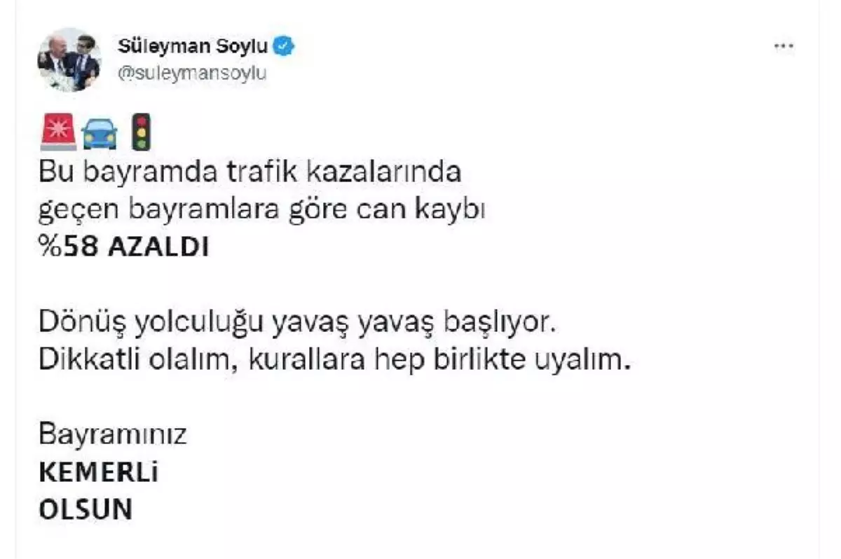 Bakan Soylu: Bu bayram can kaybı yüzde 58 düştü