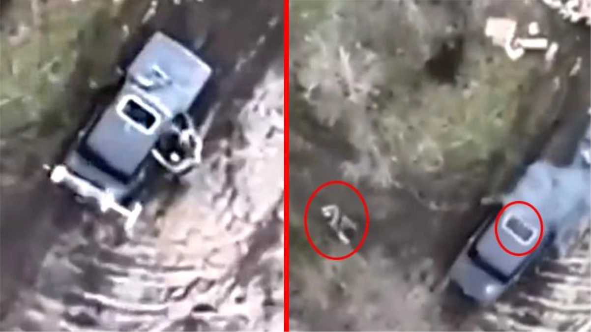 Rus askerler otomobildeyken SİHA\'ya yakalandı: Füze arabayı havaya uçurdu