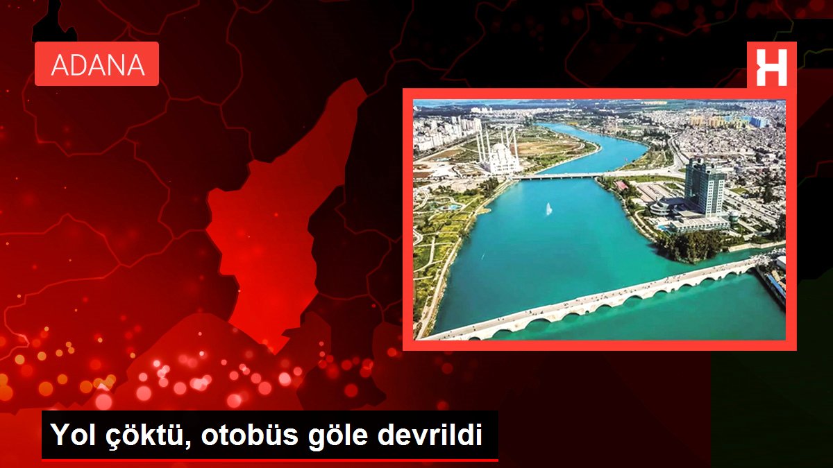 Yol çöktü, otobüs göle devrildi