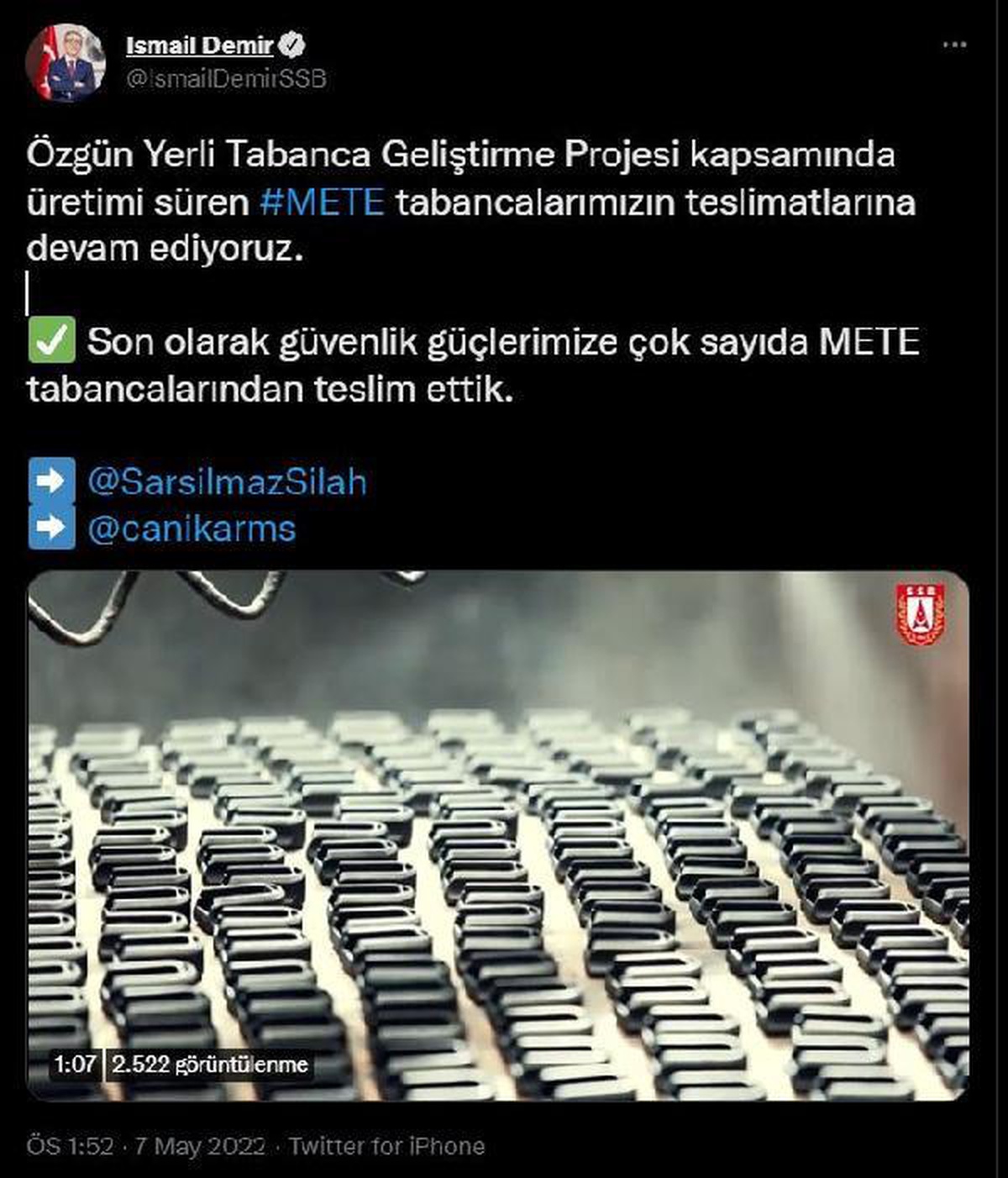 Güvenlik güçlerine yeni yerli tabanca teslimatı