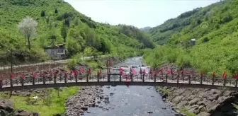 Konuşarak anlatamadığı ay yıldız sevgisini, bayraklarla süslediği köprüde gösteriyor