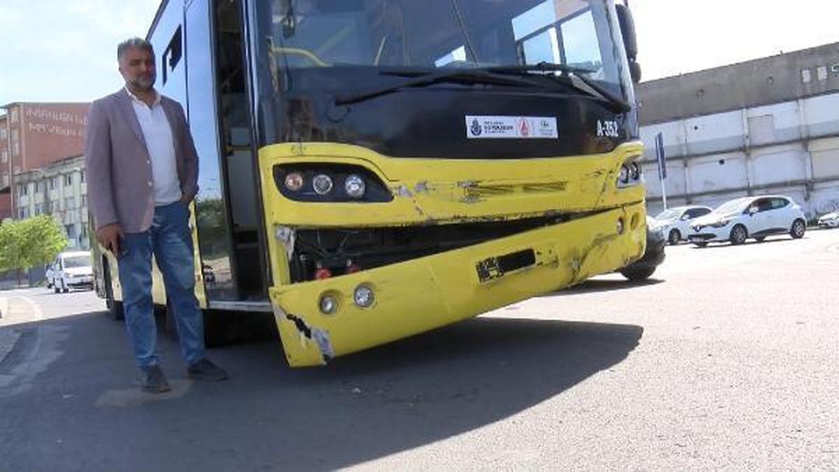 İETT OTOBÜSÜNÜN ÇARPTIĞI OTOMOBİL REFÜJE ÇIKTI; 3 YARALI