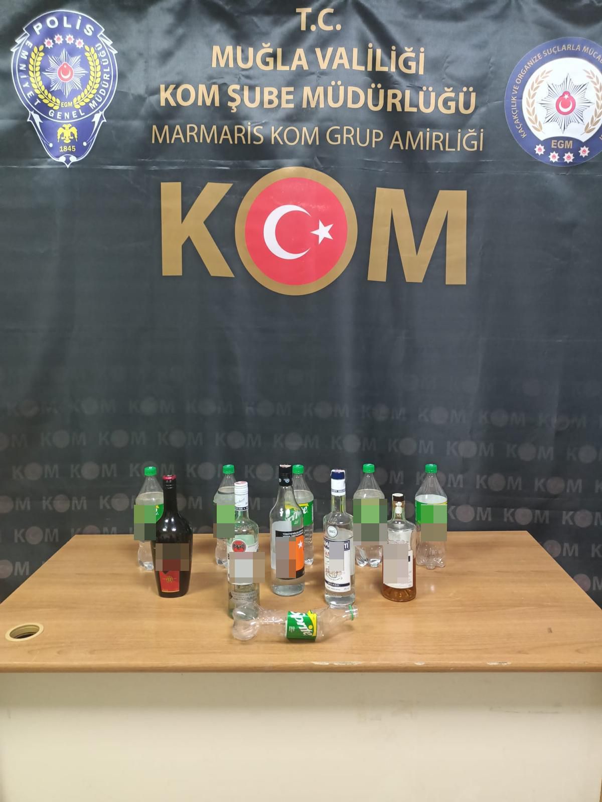 Marmaris\'te gazoz şişelerinde sahte alkol ele geçirildi