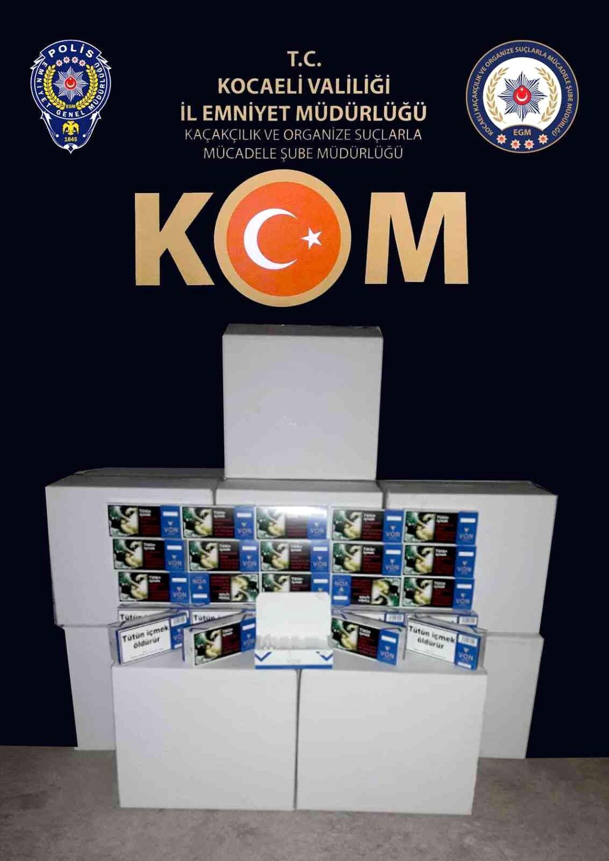 Kocaeli\'de 150 bin adet kaçak makaron ele geçirildi