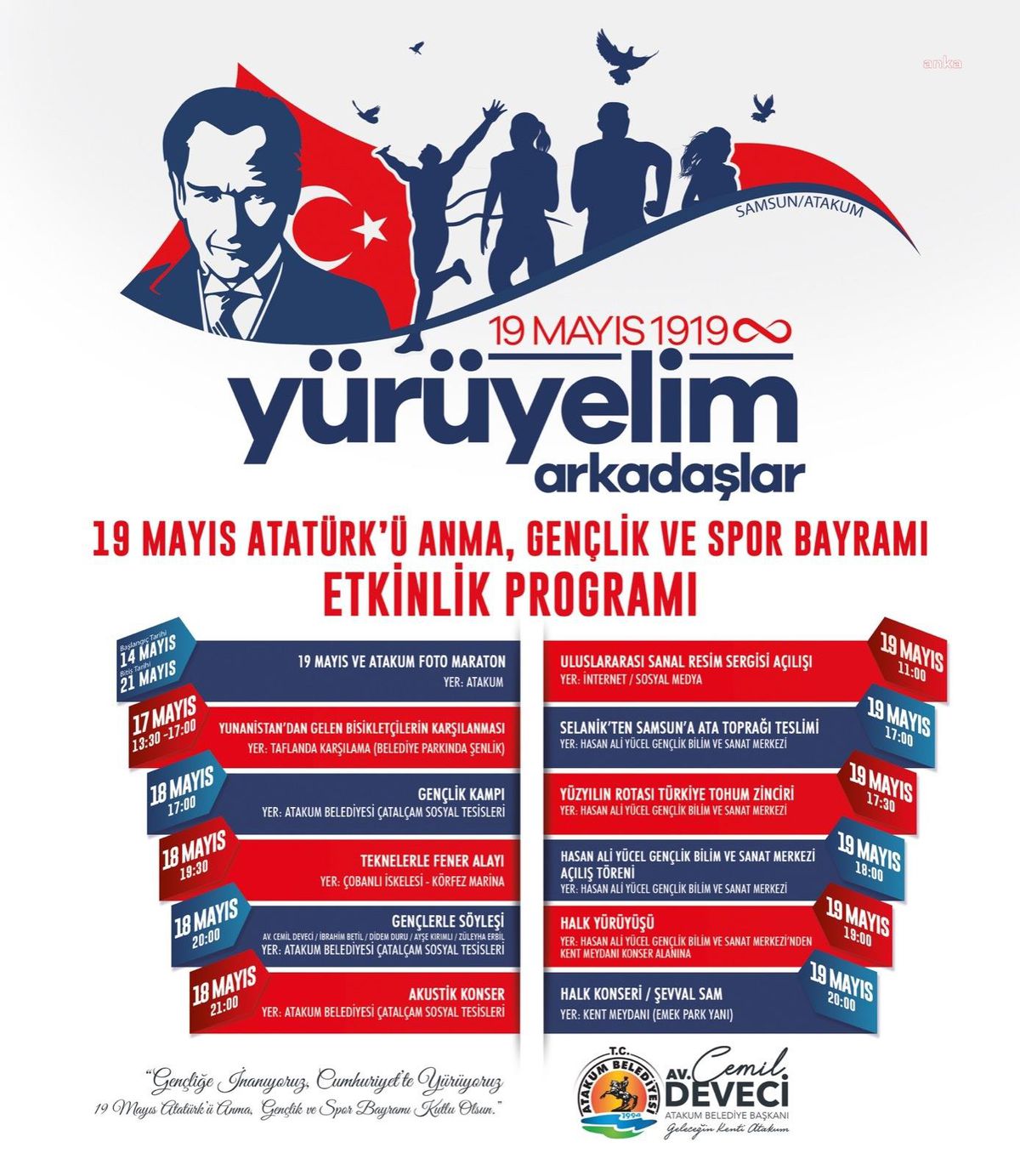 Atakum Belediyesi\'nden 19 Mayıs Programı