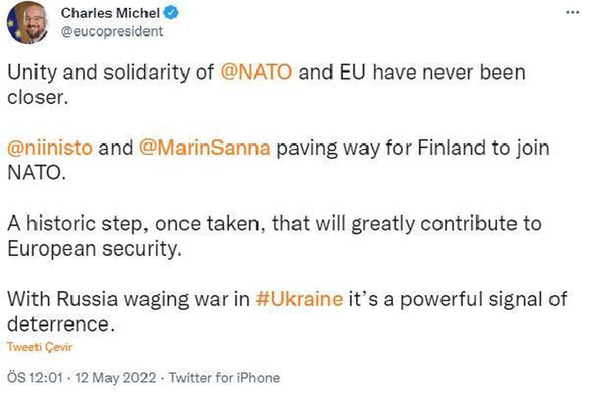 Avrupa Konseyi Başkanı Michel: NATO ve AB\'nin birlik ve dayanışması hiç bu kadar yakın olmamıştı