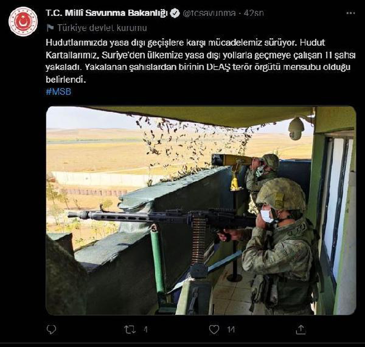 Suriye\'den Türkiye\'ye yasa dışı yollarla geçmeye çalışan 11 kişi yakalandı