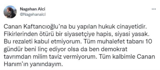 Negahan Alçı'dan şaşırtan sözler! Siyasi yasak getirilen Canan Kaftancıoğlu'na destek verdi Negahan Alçı'dan şaşırtan sözler! Siyasi yasak getirilen Canan Kaftancıoğlu'na destek verdi
