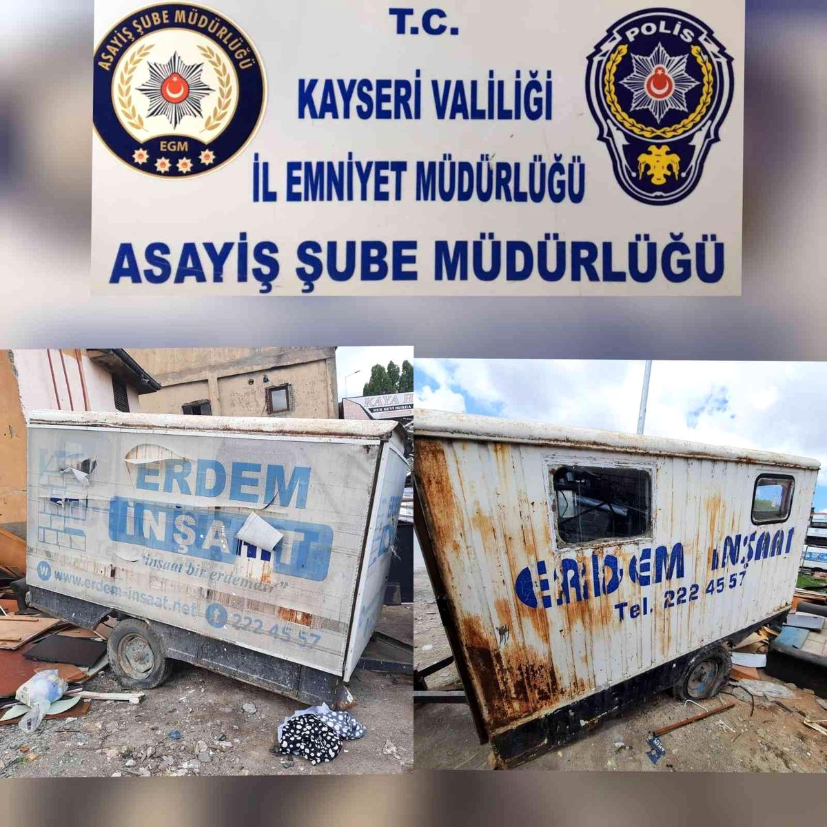 İnşaattaki konteyneri çaldılar