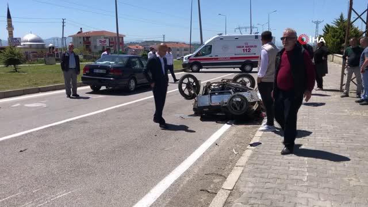 Pazar alışverişinden dönerken kaza yaptı, ağır yaralandı