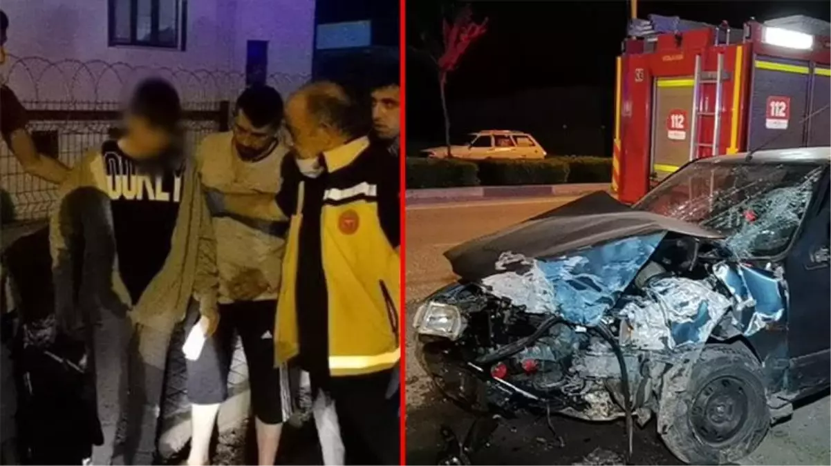 Arabası duvarı çarpıp darmadağın oldu! 14 yaşındaki çocuk, kaza sonrası gözyaşlarına hakim olamadı