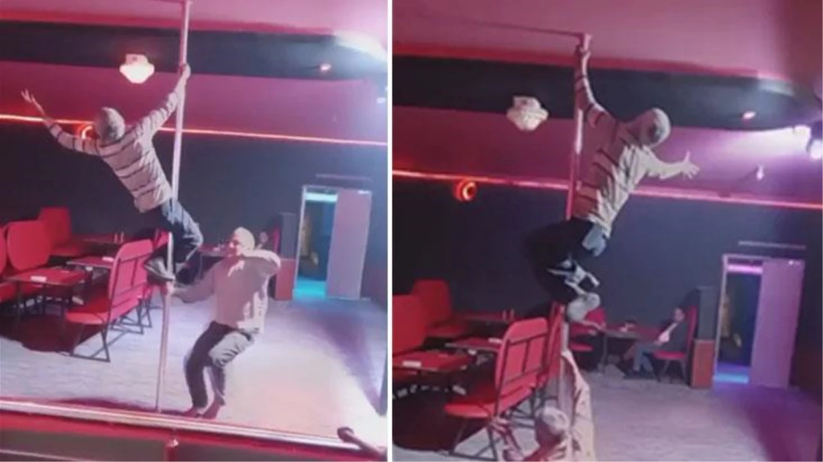İki yaşlı adam kendilerini kaybedip direk dansı yaptı! Sosyal medya yıkıldı