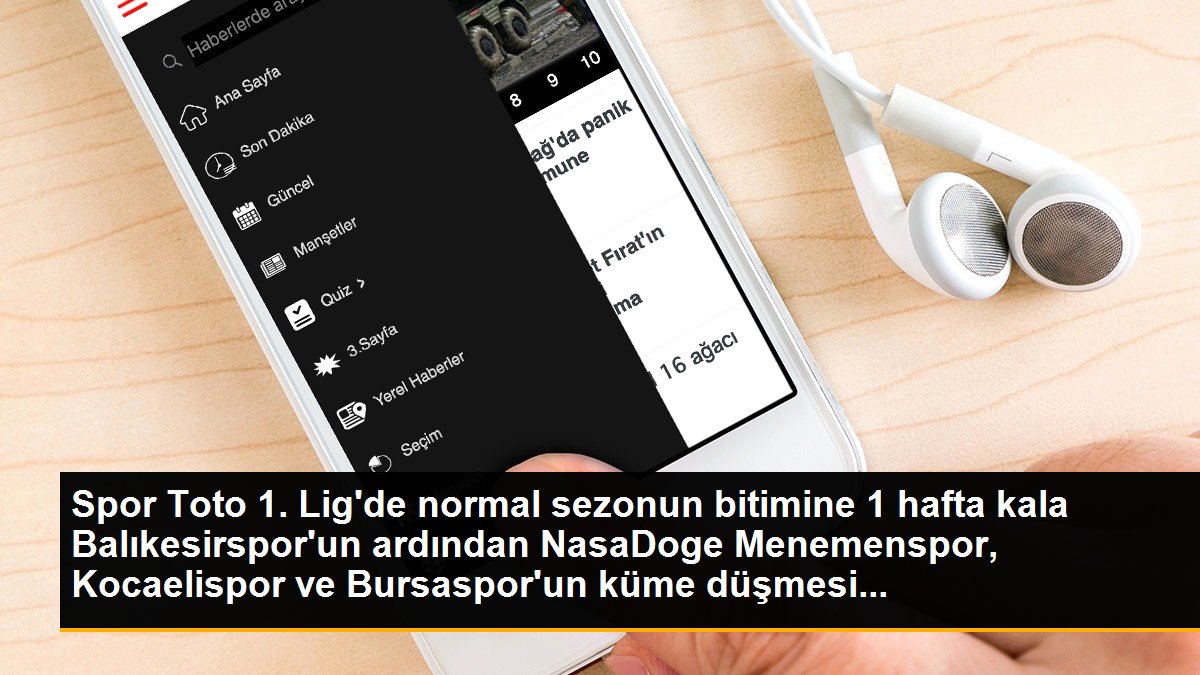 Spor Toto 1. Lig\'de normal sezonun bitimine 1 hafta kala Balıkesirspor\'un ardından NasaDoge Menemenspor, Kocaelispor ve Bursaspor\'un küme düşmesi...