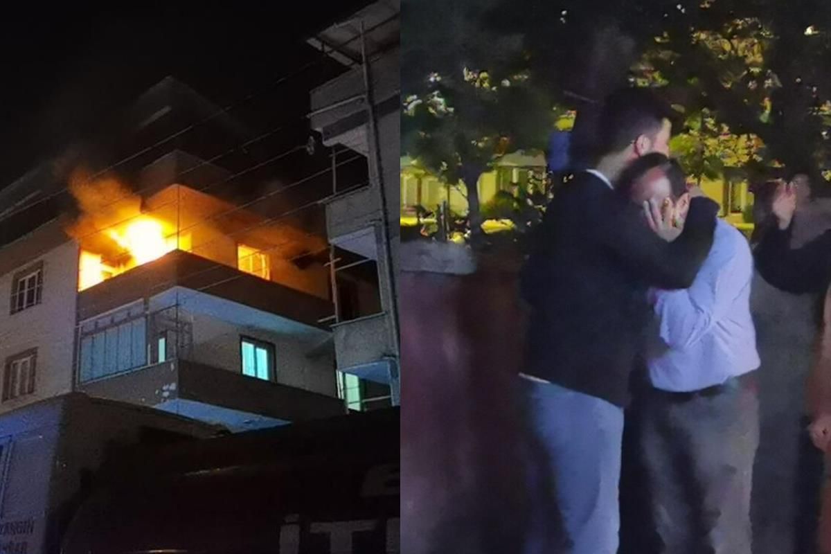 Alev alev yanan evini görünce gözyaşılarına hakim olamadı