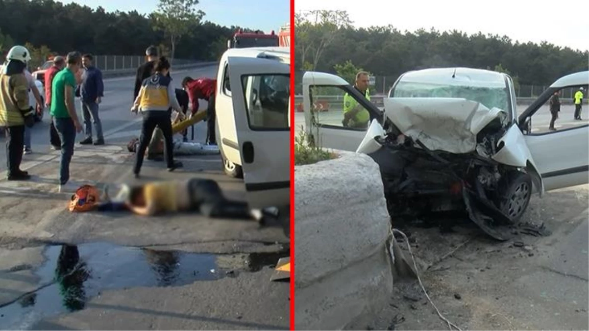 Kartal\'da kararsız sürücü, gişelerin beton bariyerlerine çarptı: 2 yaralı