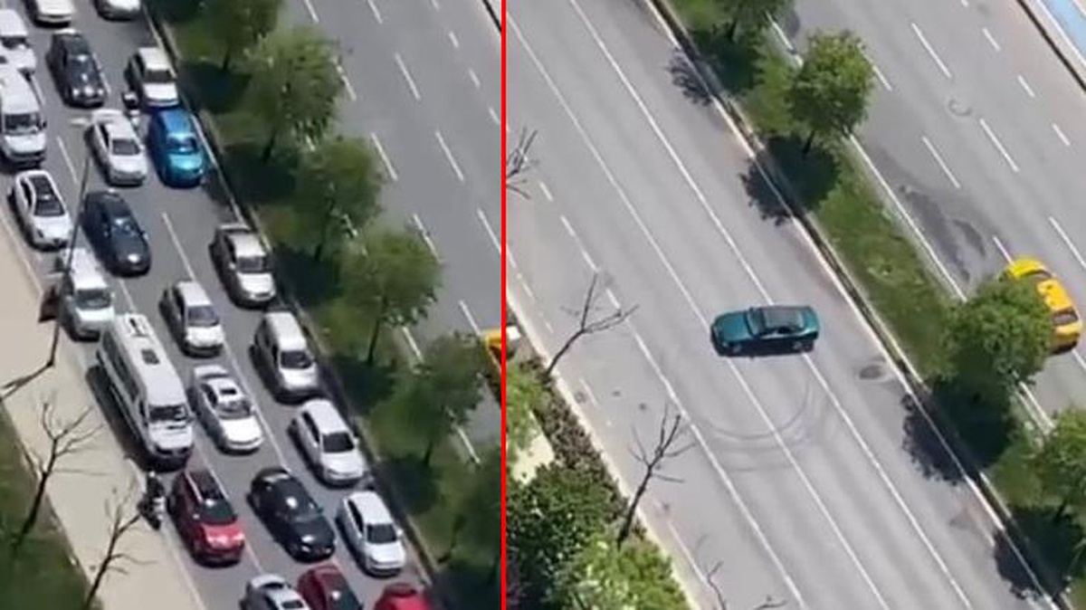 Yolu kapatan sürücü dirft yaptı! O anlar saniye saniye kameralara kaydedildi