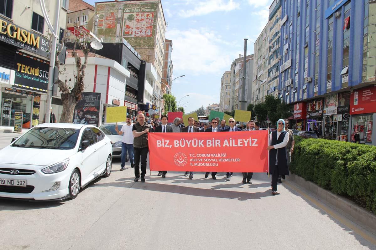 Tokat ve Çorum'da 'Aile Haftası' kapsamında farkındalık yürüyüşü yapıldı