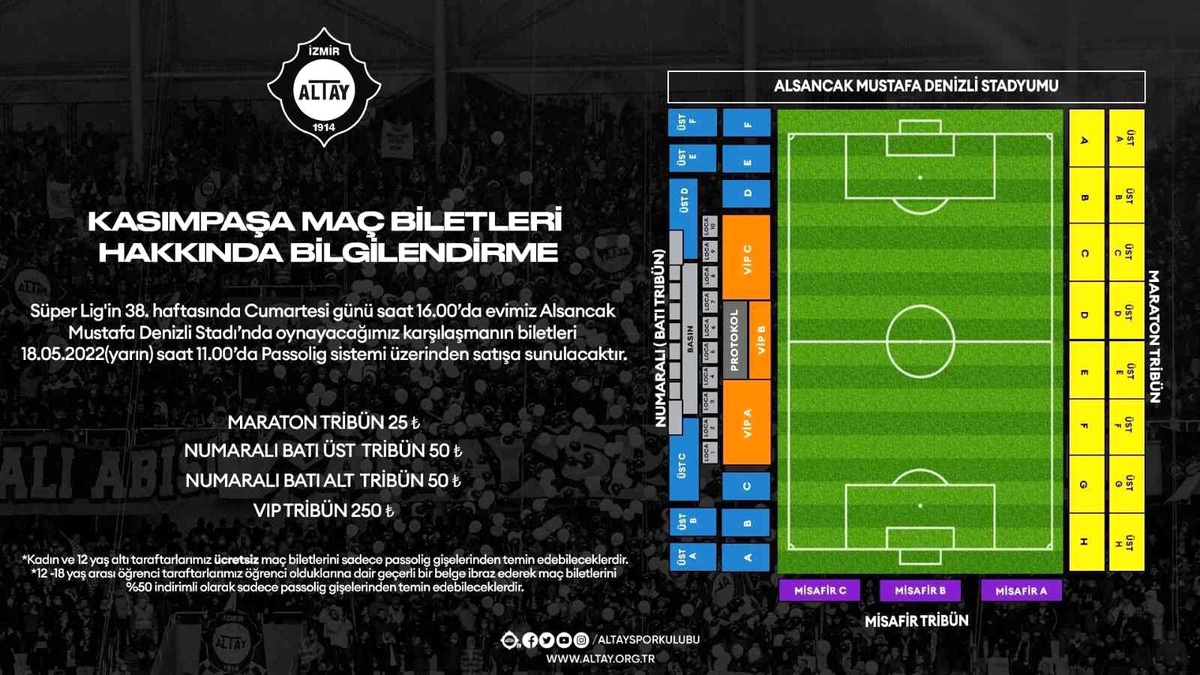 Altay - Kasımpaşa maçının biletleri satışta