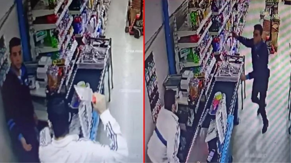 Satırlı gaspçıyı market çalışanı bıçakla kovaladı!
