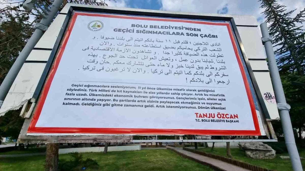 Bolu Belediye Başkanı Özcan\'ın sığınmacılara karşı ilanı savcılık kararıyla toplatıldı