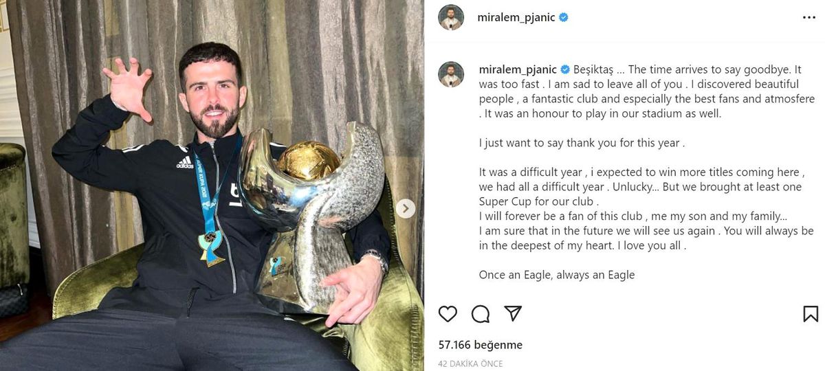 Pjanic, Beşiktaş\'a veda etti