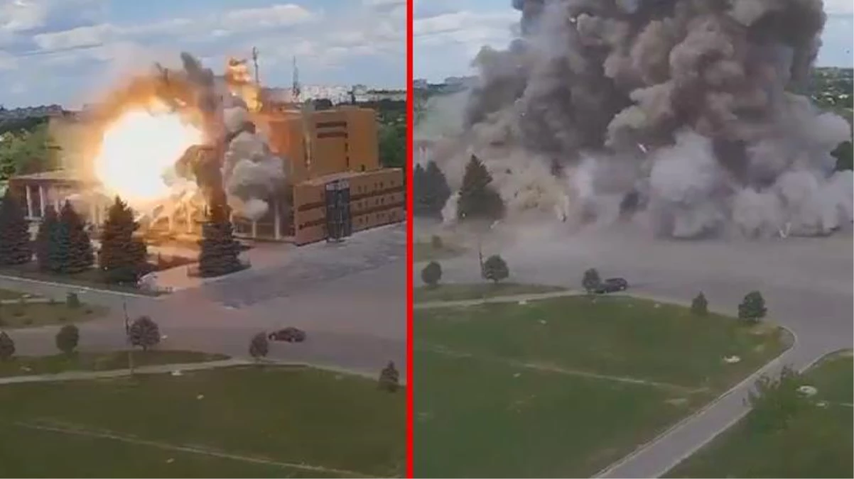 Rusya Ukrayna\'yı bombalamaya devam ediyor! Sivillerin bulunduğu binayı böyle havaya uçurdular