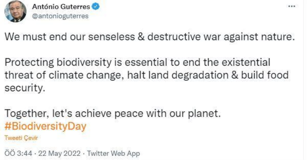 Guterres: Doğaya karşı anlamsız ve yıkıcı savaşımıza bir son vermeliyiz