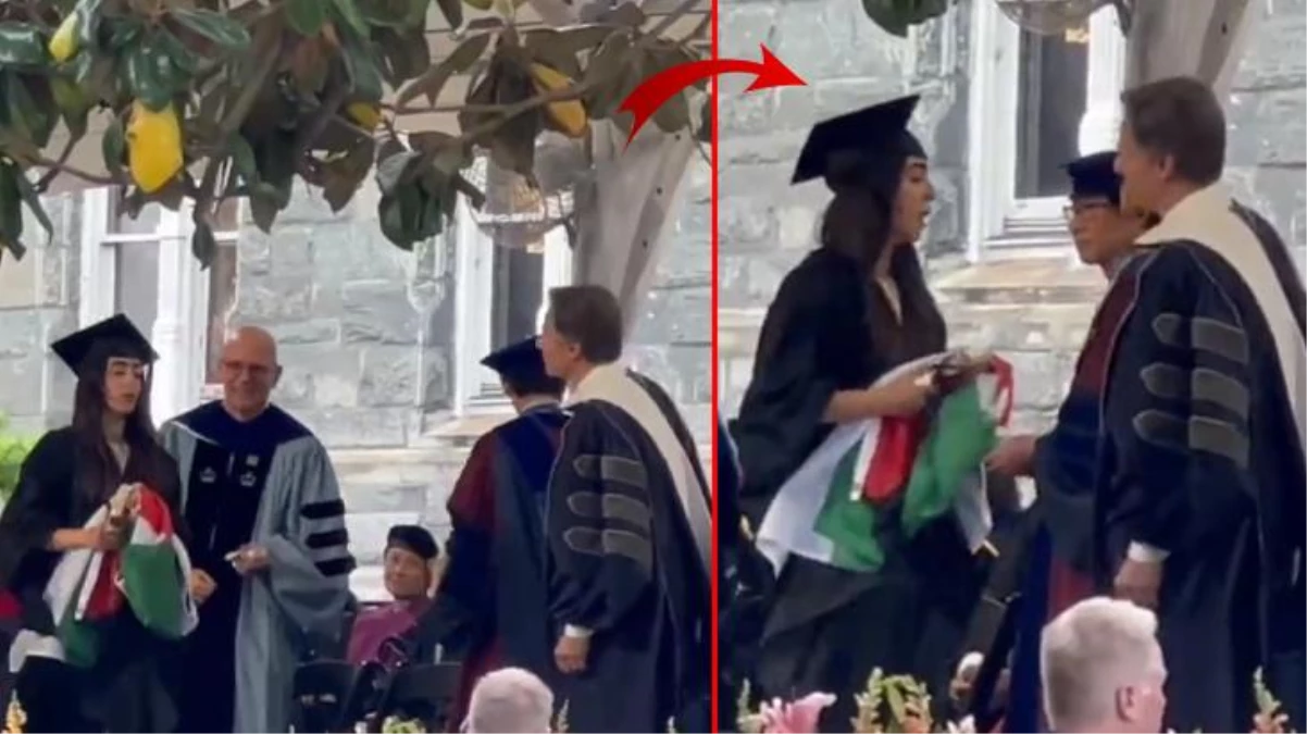 ABD\'de düzenlenen mezuniyet töreninde Filistinli öğrenci ABD Dışişleri Bakanı Blinken\'ın elini sıkmadı