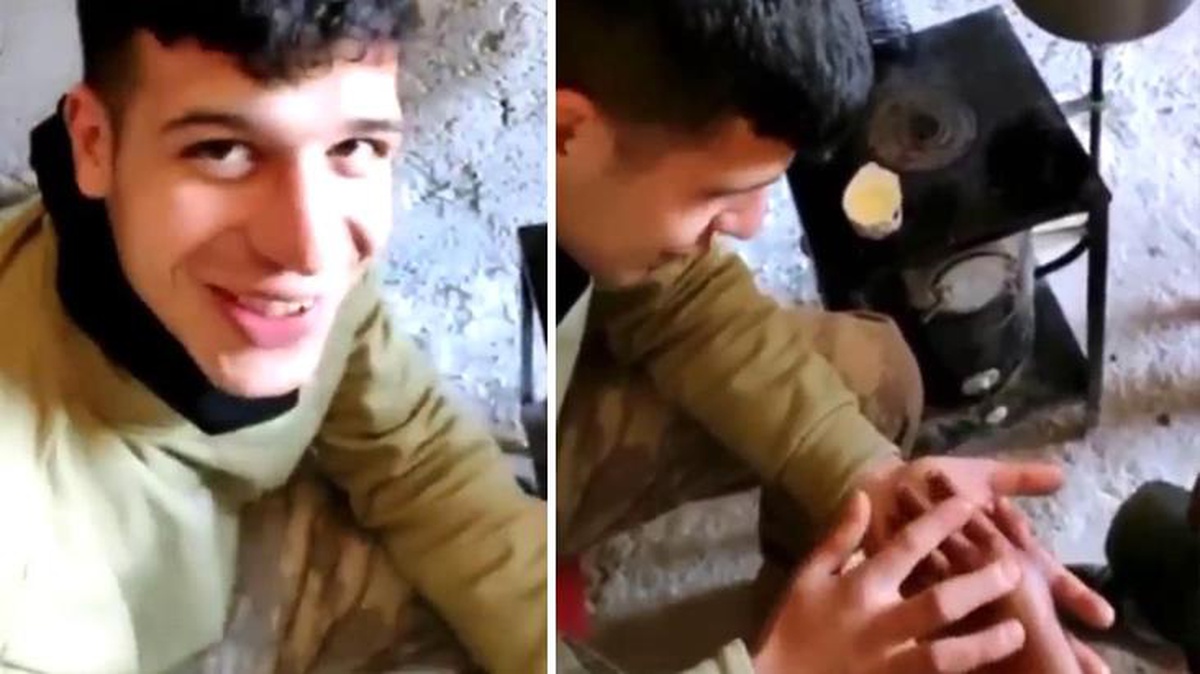 Zeytin Dalı şehidi onbaşı Haydar Şenel\'in son görüntüsü izleyenleri duygulandırdı: Çocuğun eline krem sürmüş