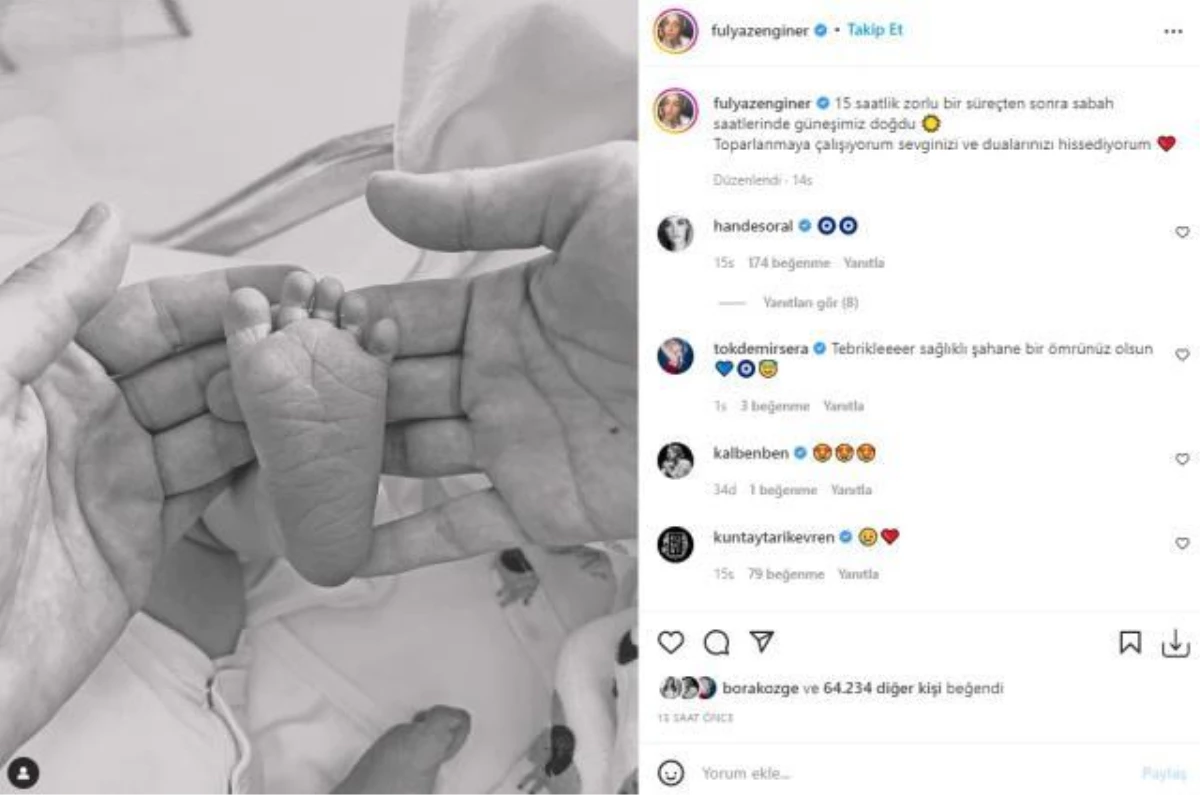 Bebeği Milan\'ı kucağına alan oyuncu Fulya Zenginer\'den sosyal medya paylaşımı