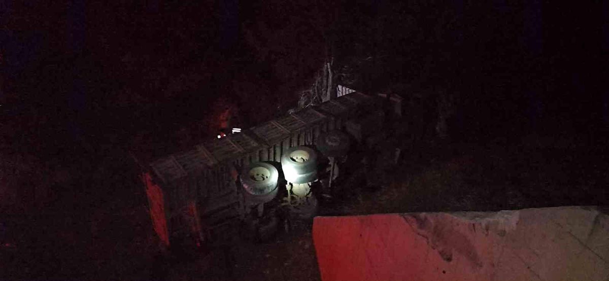 Kastamonu\'da şarampole devrilen kamyonun sürücüsü yaralandı