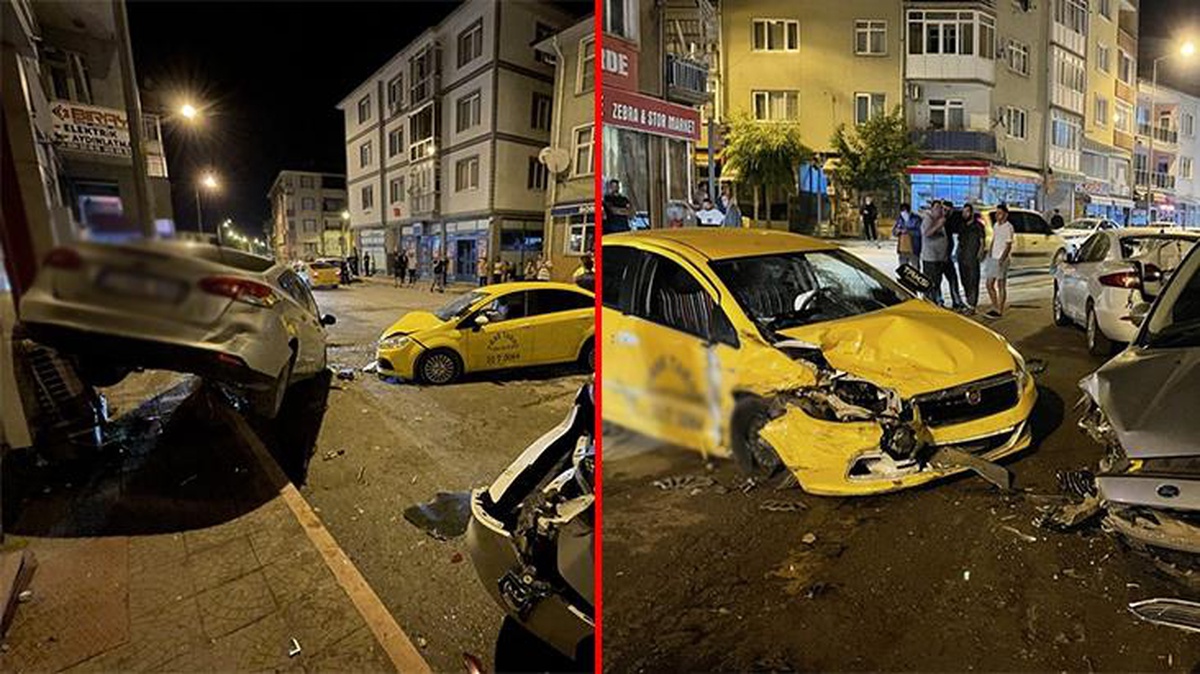 Ticari taksi, ortalığı savaş alanına çevirdi! 3 araca çarptı, 2 kişiyi yaraladı
