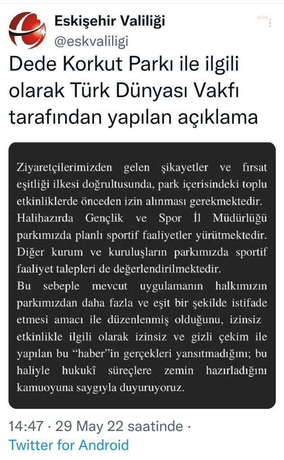 Türk Dünyası Vakfı\'ndan Parkta Yoga Yasağı Açıklaması: "Önceden İzin Alınması Gerekmektedir"