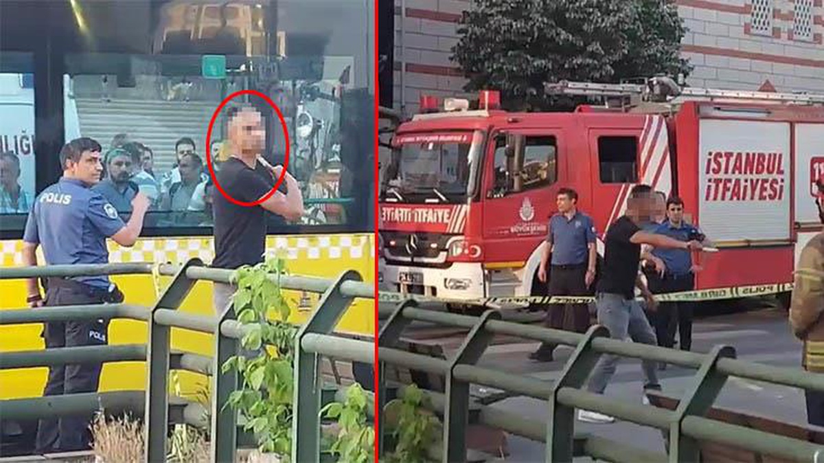 Eline bıçak alıp cadde ortasında intihar girişiminde bulundu! Polis, biber gazıyla müdahale etti
