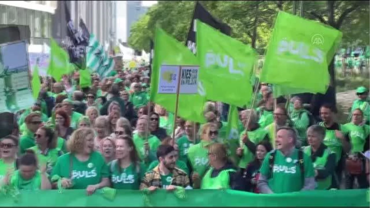 Belçika\'da kültür ve sağlık sektörü çalışanlarından protesto