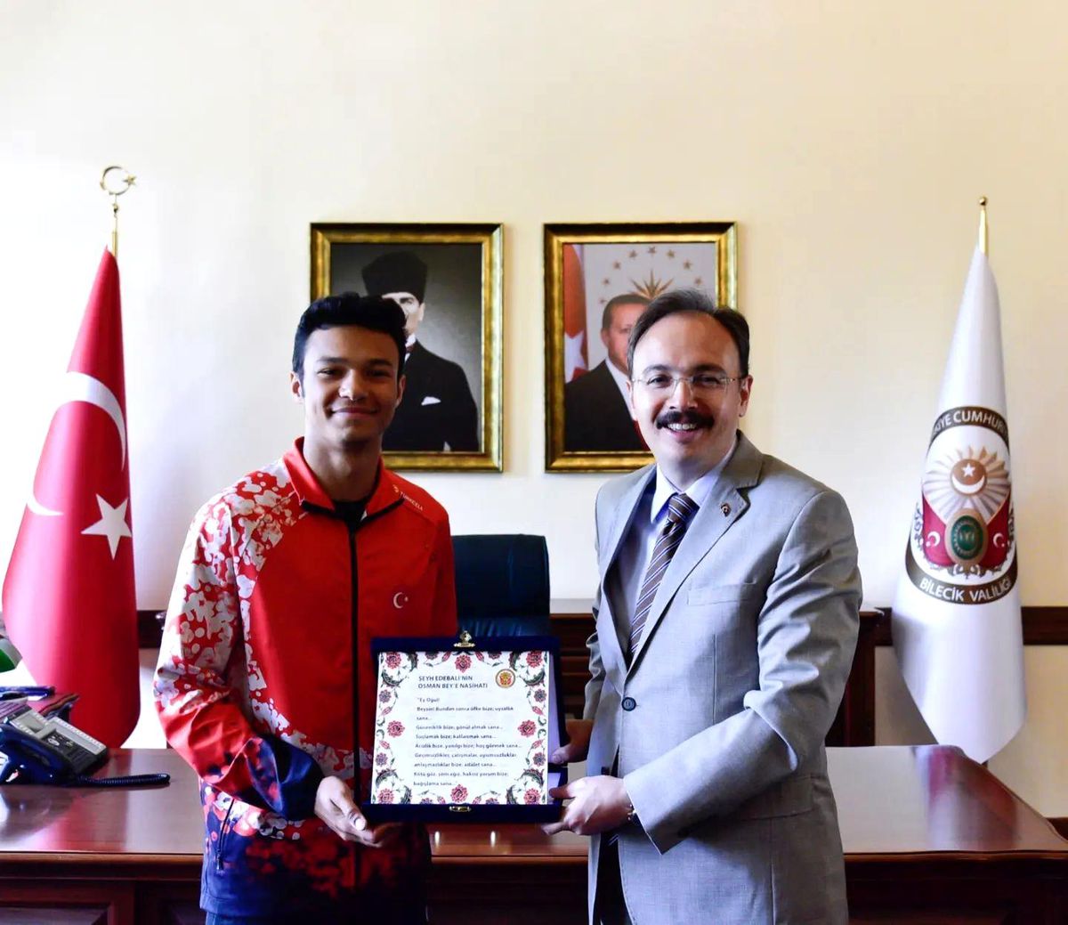 Vali Kızılkaya dünya üçüncüsünü makamında ağırladı