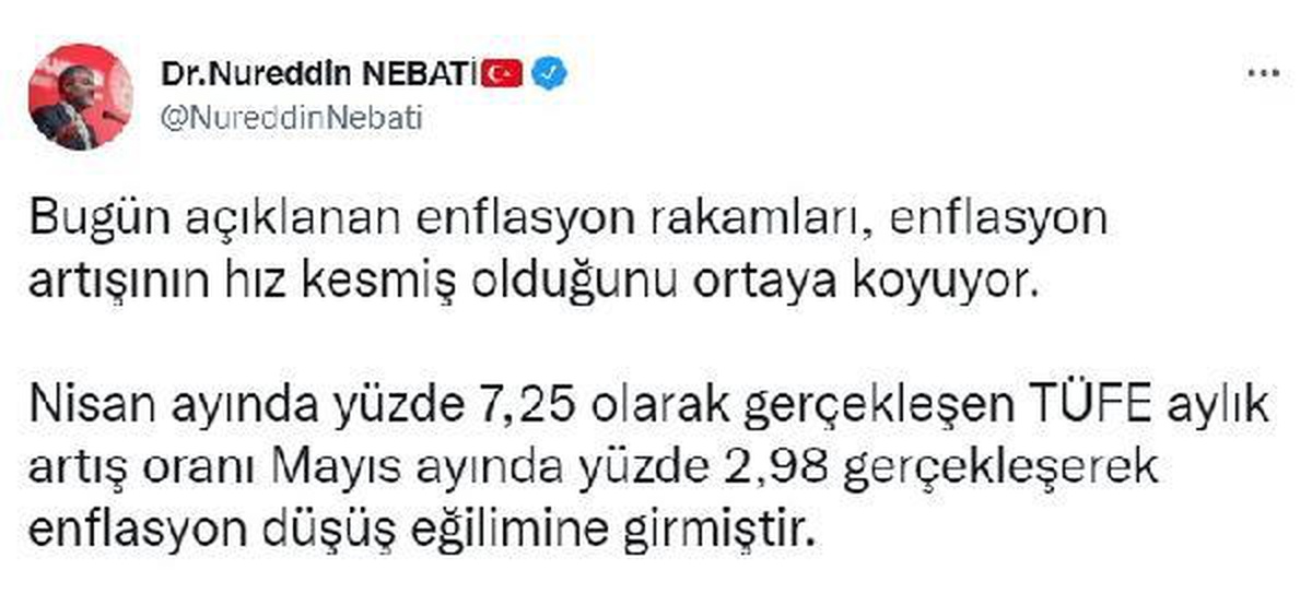 Bakan Nebati: Enflasyon artışı hız kesti