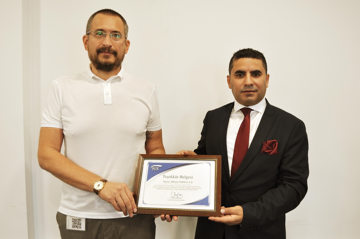 Akkuyu NGS\'ye teşekkür belgesi verildi