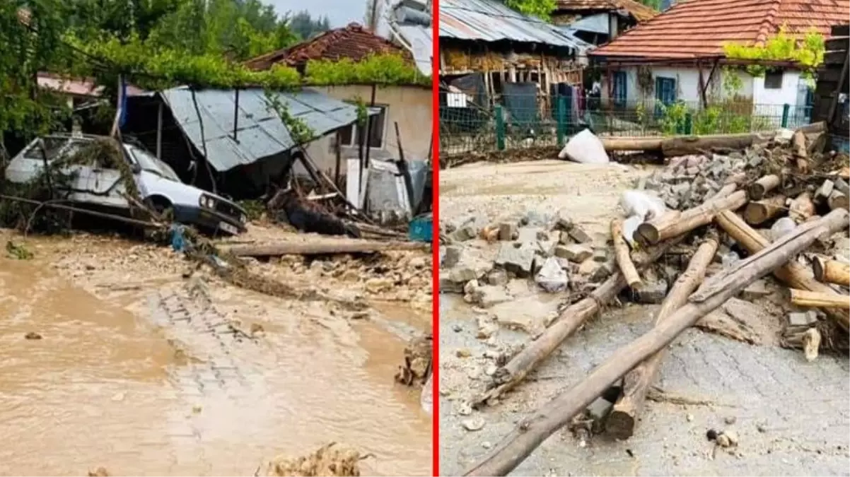 Burdur'da yarım saatlik şiddetli yağış sele neden oldu! Kahvehaneyi su bastı, 40 hayvan telef oldu