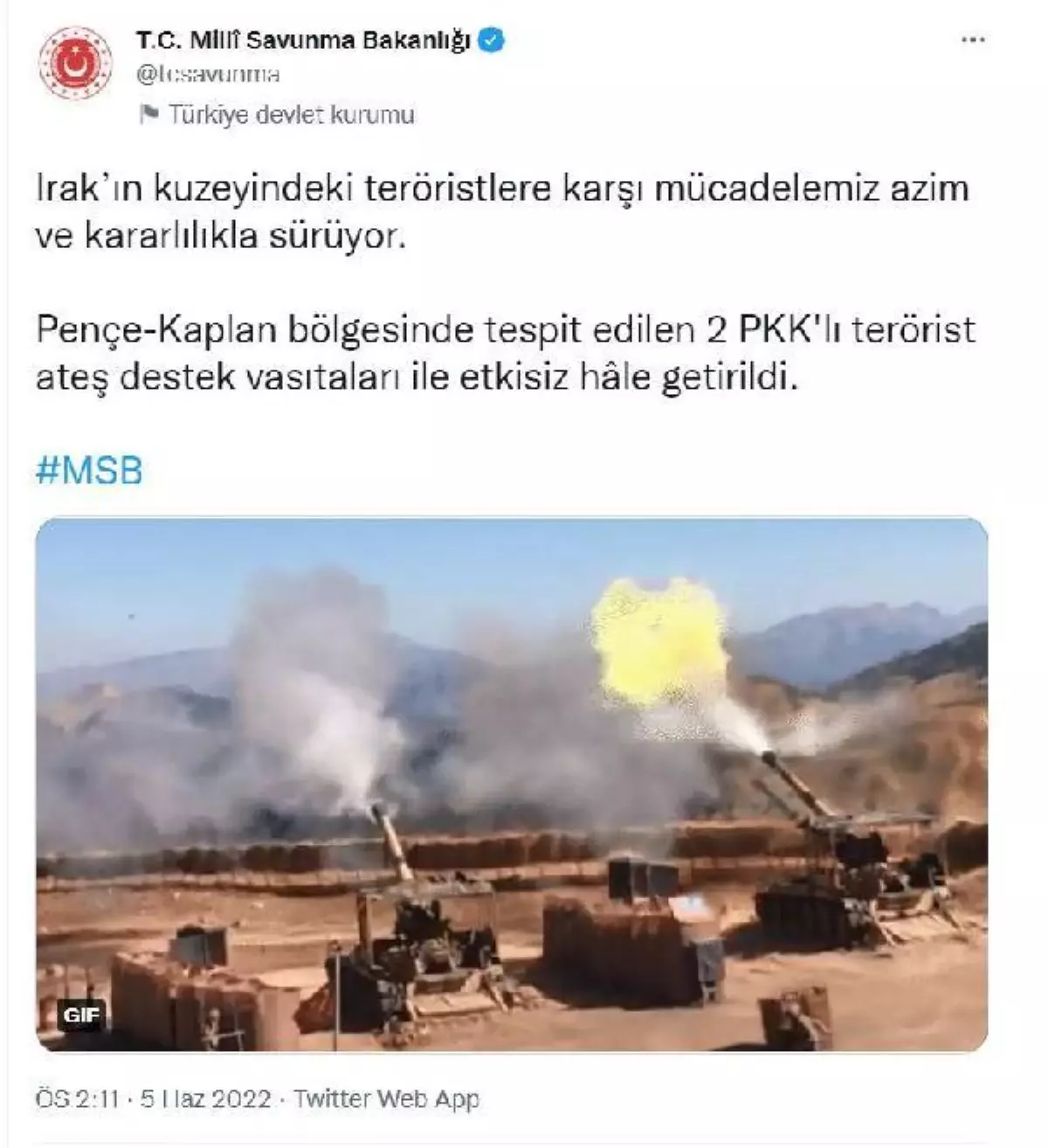 Pençe-Kaplan bölgesinde 2 PKK'lı terörist etkisiz hale getirildi