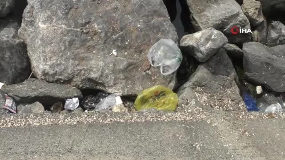 Zeytinburnu\'nda hafta sonu sahildeki parkta vakit geçiren vatandaşlardan geriye çöpler kaldı