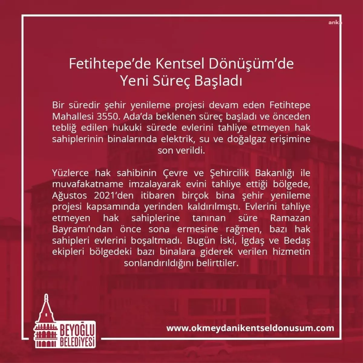 Beyoğlu Belediyesi'nden Fetihtepe Mahallesi'ndeki Kentsel Dönüşüm ile İlgili Açıklama: 'Herkes Fetihtepe'de Kalıyor'