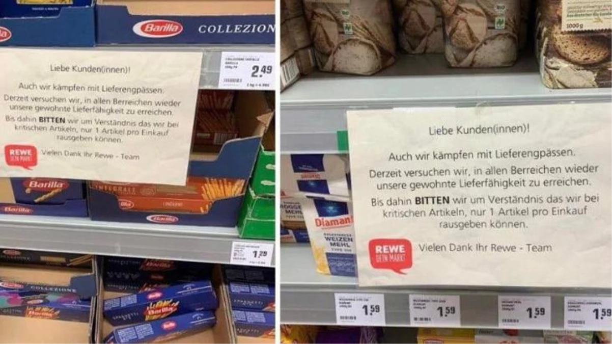 Dünya gıda kriziyle karşı karşıya! Almanya\'daki marketler makarna ve un satışına sınırlama getirdi