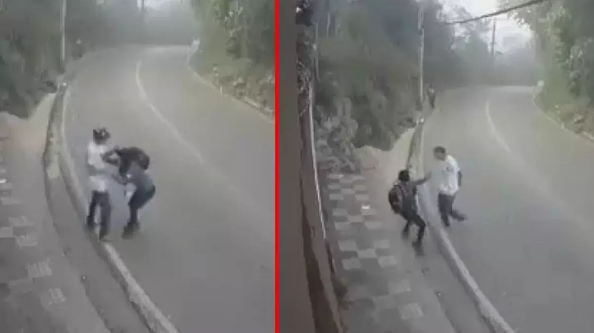 Issız yolda kadına şiddet uyguluyordu, otobüsten inen bir grup adam tüm dengeyi değiştirdi