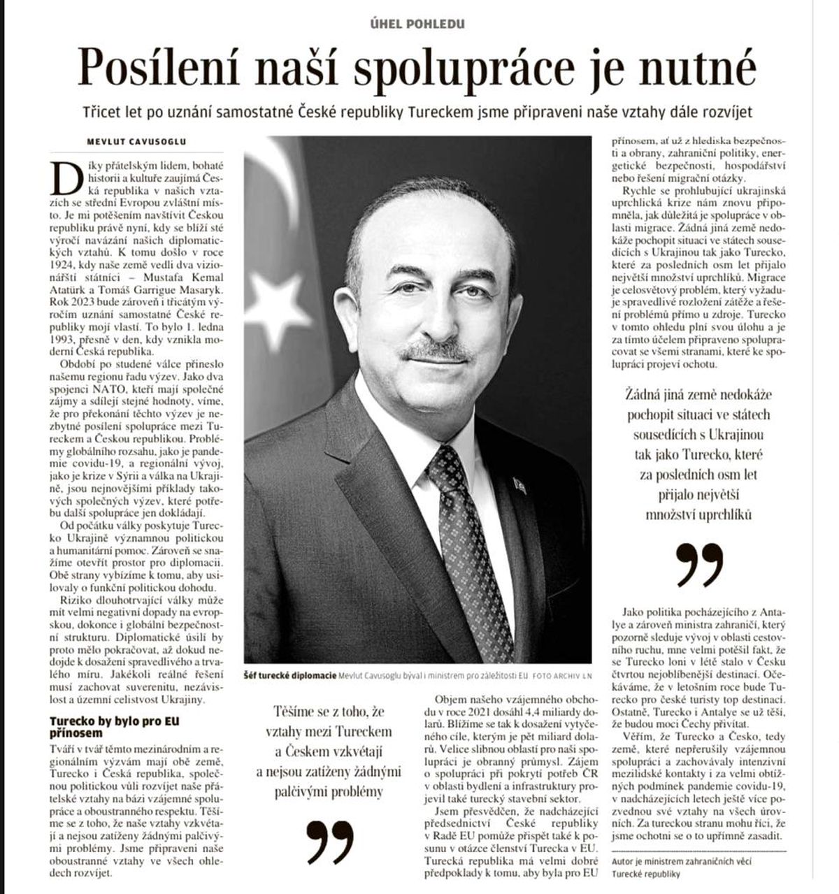 Çavuşoğlu Çek basınına yazdı: "Uygulanabilir herhangi bir çözüm, Ukrayna\'nın egemenliğini ve toprak bütünlüğünü korumalı"