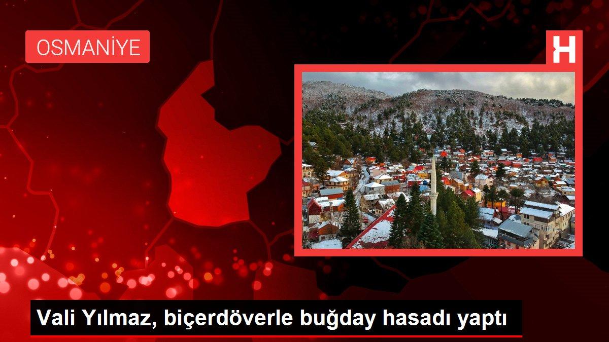 Vali Yılmaz, biçerdöverle buğday hasadı yaptı