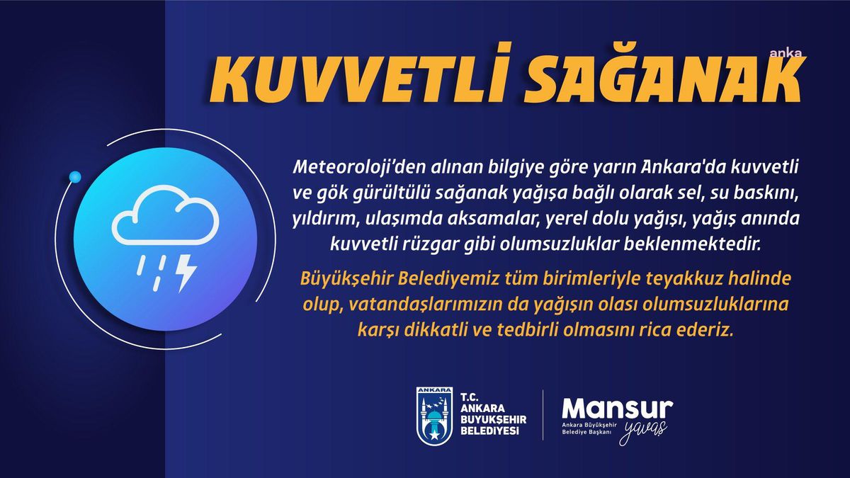 Abb\'den Sağanak Yağış Uyarısı